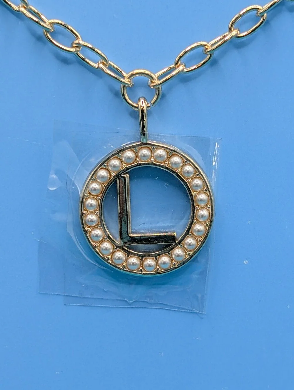 Draper James Gold Pearl-Accent 'L' Initial Necklace